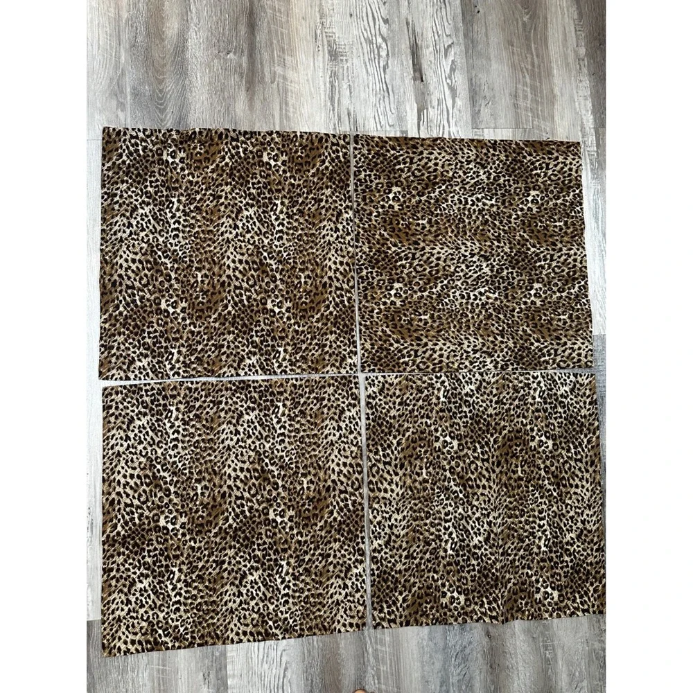 Pottery Barn Leopard Print Linen Cotton Cloth Napkins Set of 6 Brown Tan 20X20